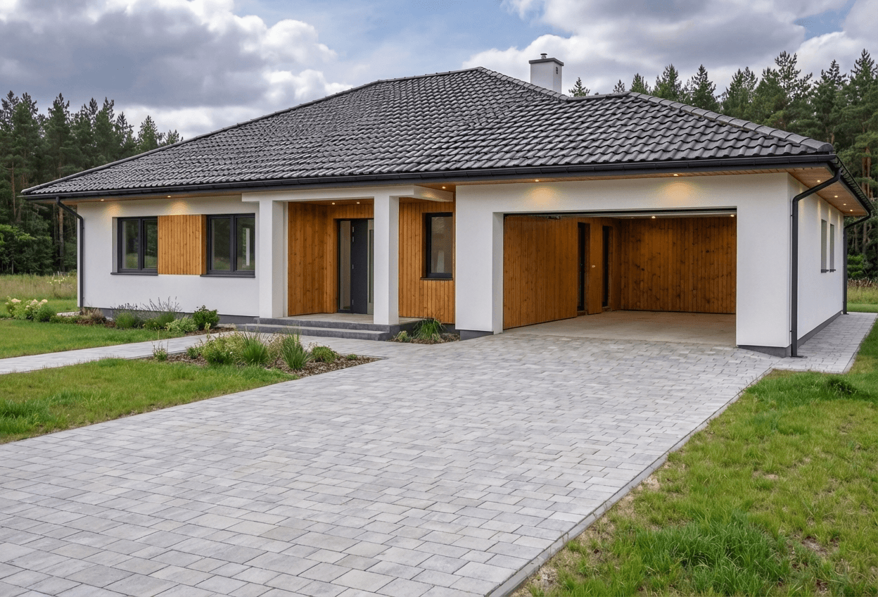 Styl elewacji: Cedrowy Minimalizm