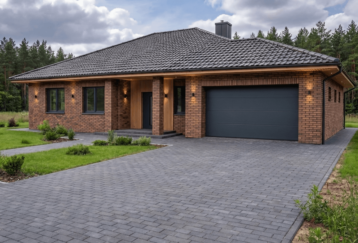 Styl elewacji: Ciepła Cegła z Drewnianymi Lamelami