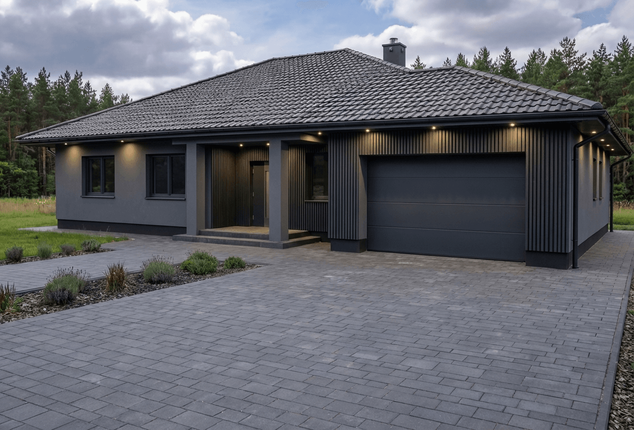 Styl elewacji: Grafit Czarne Lamele