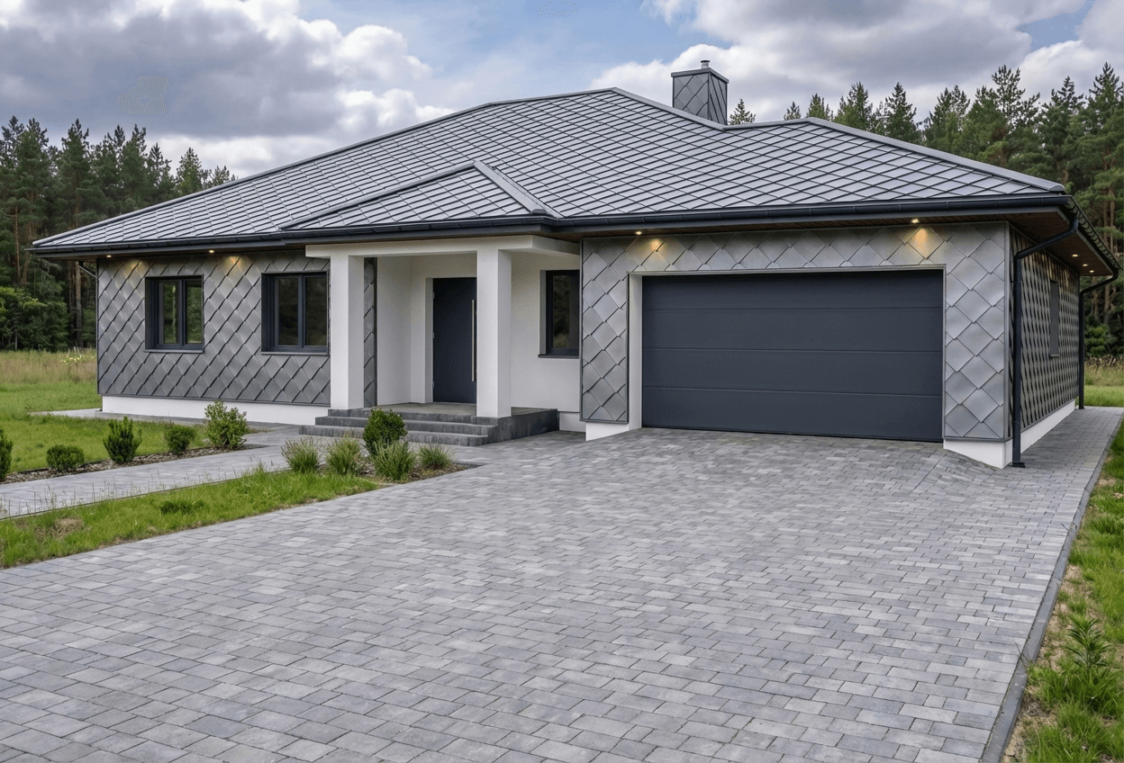 Styl elewacji: Łuski Metalowe Modern