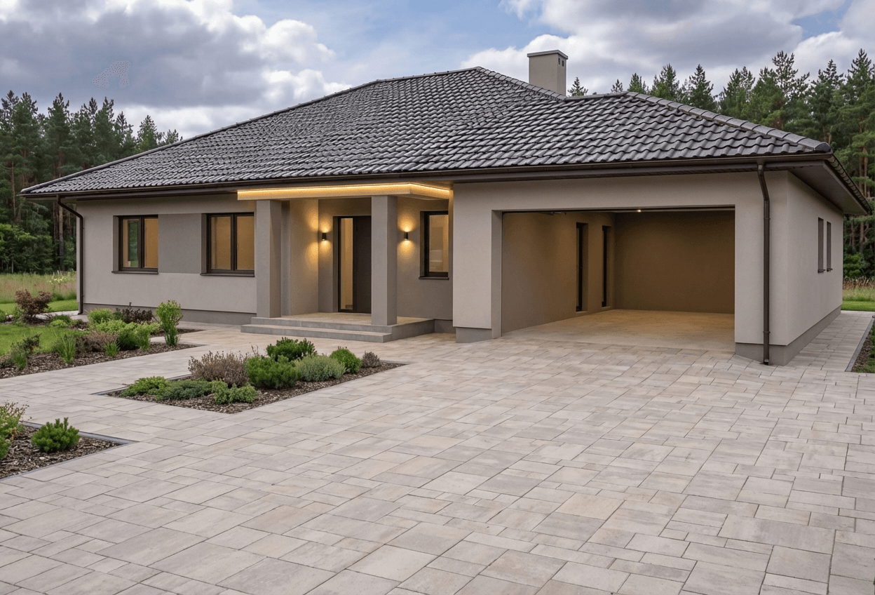 Styl elewacji: Elegancki Greige Modern