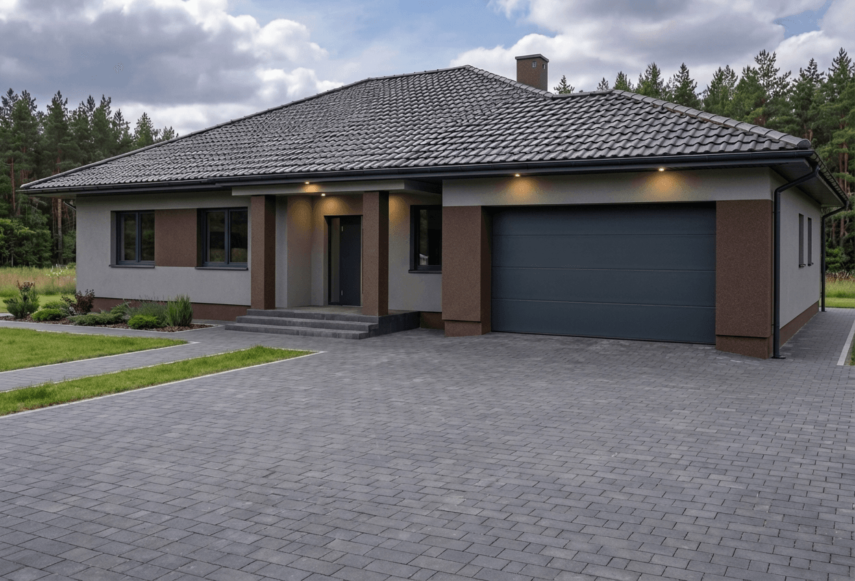 Styl elewacji: Mozaikowy Szary z Brązem