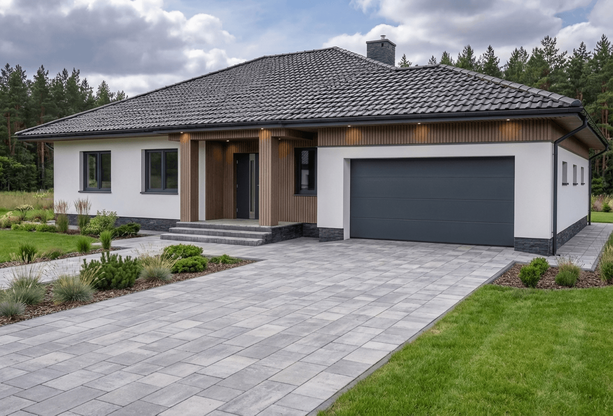 Styl elewacji: Łupek z Ciepłym Orzechem